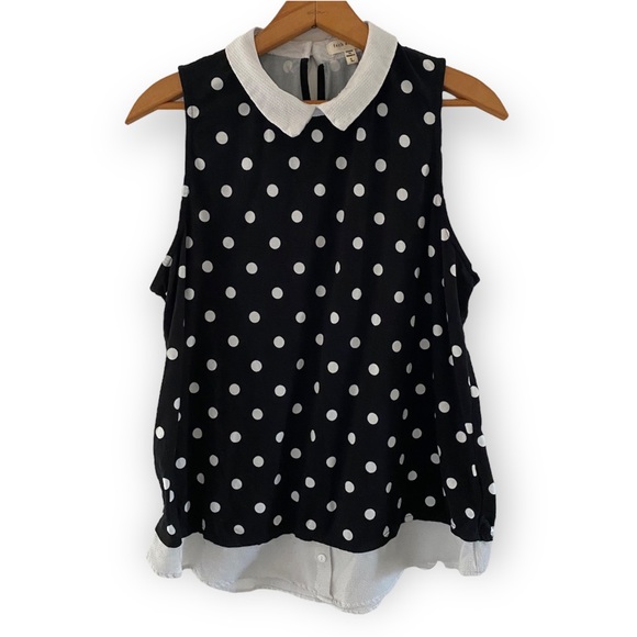 Faith and Joy Tops - Faith and Joy polka dot layered tank top blouse size L